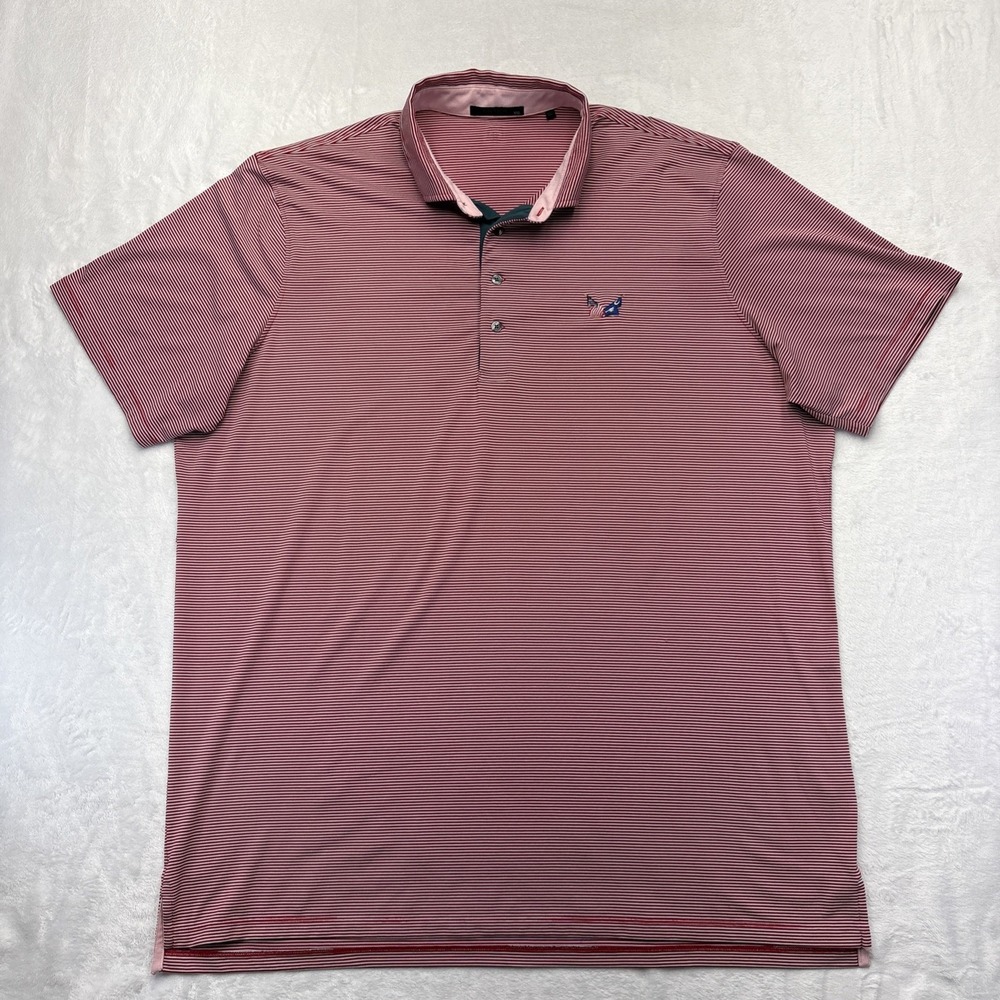 Greyson Golf Polo Mens XXL Red White Stripe SC Flag Embroidered Performance